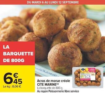 Carrefour Cite marine acras de morue créole offre