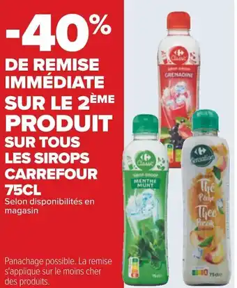 Carrefour Carrefour bon plan sur tous les sirops carrefour 75cl offre