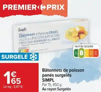 Carrefour Simpl bâtonnets de poisson panés surgelés offre