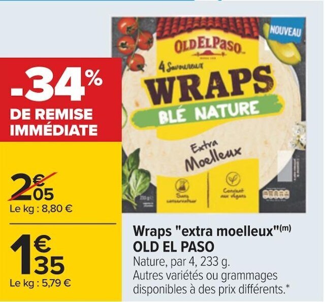 Promo Old el paso wraps "extra moelleux" chez Carrefour