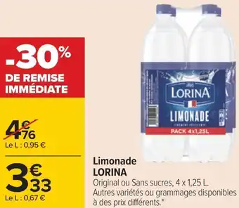 Carrefour Lorina limonade offre