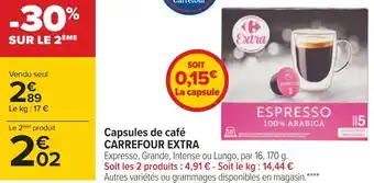 Carrefour Carrefour extra capsules de café offre