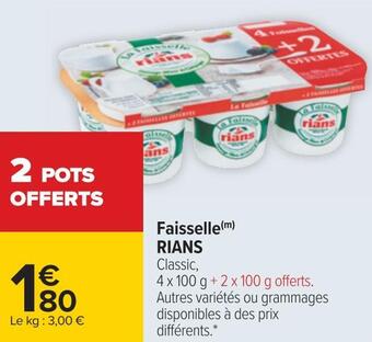 Carrefour Rians faisselle offre