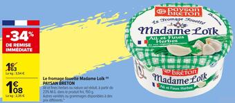 Carrefour Market Paysan breton le fromage fouetté madame loïk offre
