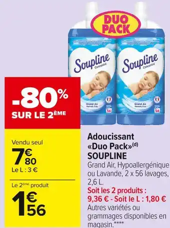 Carrefour Market Soupline adoucissant duo pack offre