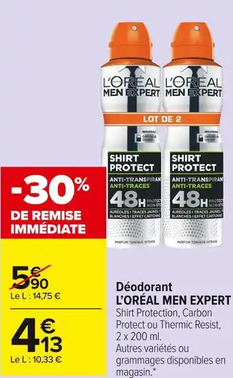 Carrefour Market L’oréal men expert déodorant offre