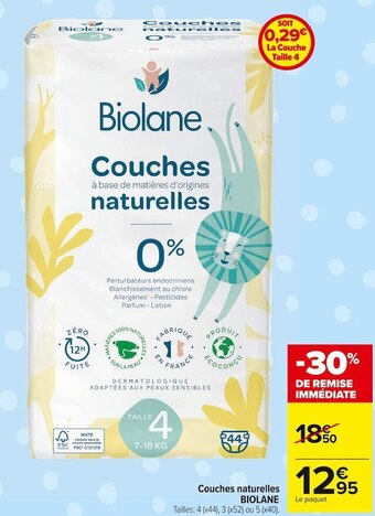 Carrefour Market Biolane couches naturelles offre