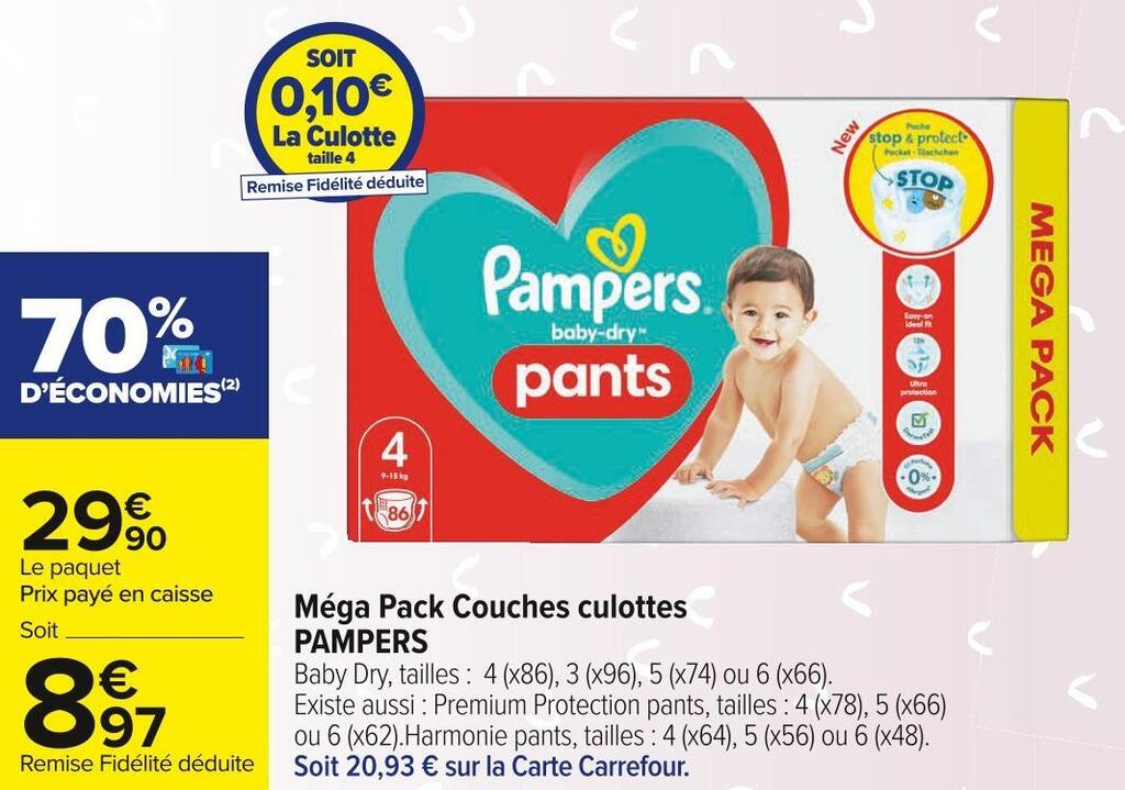Promo Pampers méga pack couches culottes chez Carrefour Market