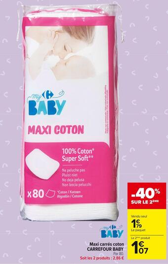 Carrefour Market Carrefour baby maxi carrés coton offre
