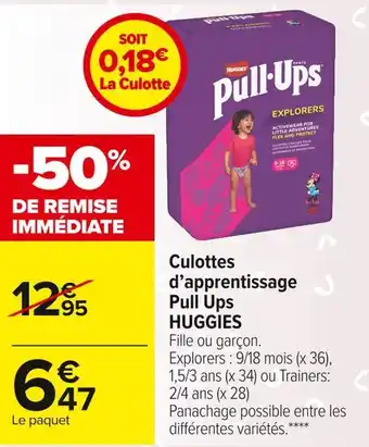 Carrefour Market Huggies culottes d’apprentissage pull ups offre