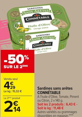 Carrefour Market Connétable sardines sans arêtes offre
