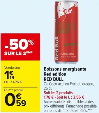 Carrefour Market Red bull boissons énergisante red edition offre