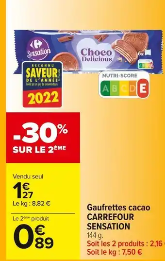 Carrefour Market Carrefour sensation gaufrettes cacao offre