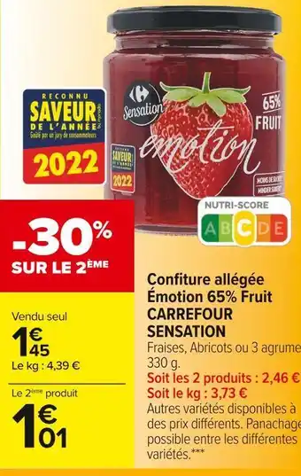 Carrefour Market Carrefour sensation confiture allégée émotion 65% fruit offre