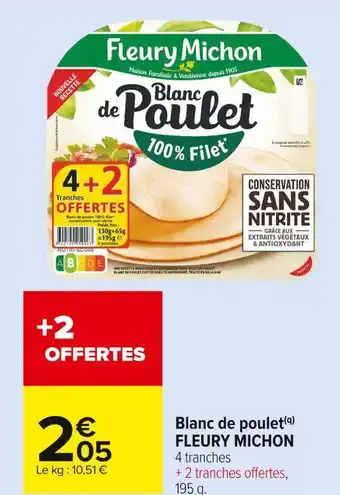 Carrefour Market Fleury michon blanc de poulet offre
