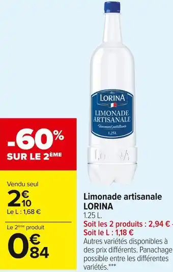 Carrefour Market Lorina limonade artisanale offre