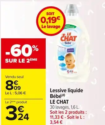 Carrefour Market Le chat lessive liquide bébé offre