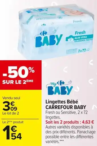 Carrefour Market Carrefour baby lingettes bébé offre