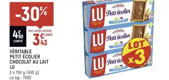 Petit Casino Lu véritable petit écolier chocolat au lait offre