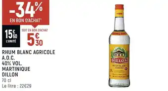 Petit Casino Dillon rhum blanc agricole a.o.c. 40% vol. martinique offre