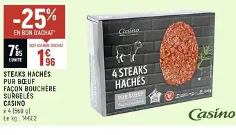 Petit Casino Casino steaks hachés pur bœuf façon bouchère surgelés offre