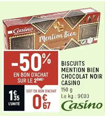 Petit Casino Casino biscuits mention bien chocolat noir offre
