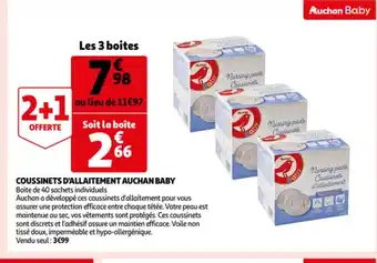 Auchan Coussinets d'Allaitement Auchan Baby offre
