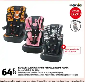 Auchan Rehausseur Adventure Animals Beline Nania offre