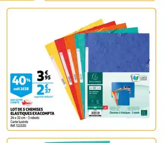 Auchan Lot de 5 Chemises Elastiques Exacompta offre