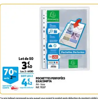 Auchan Pochettes Perforées Exacompta offre
