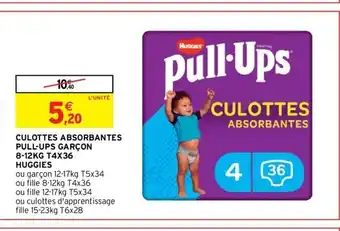 Intermarché Huggies Culottes Absorbantes Pull-Ups Garçon 8-12kg T436 offre