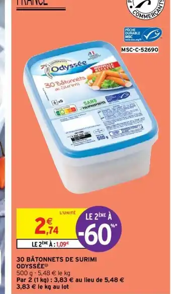 30 Bâtonnets de Surimi Odyssée