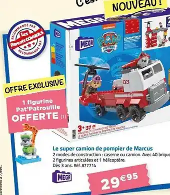 La Grande Récré Le super camion de pompier de marcus offre