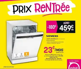 Pulsat Siemens lave-vaisselle offre