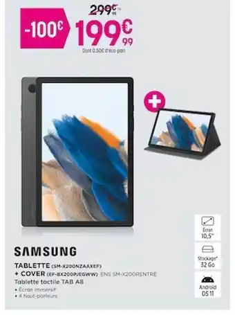 Pulsat Samsung tablette tactile tab a8 + cover offre