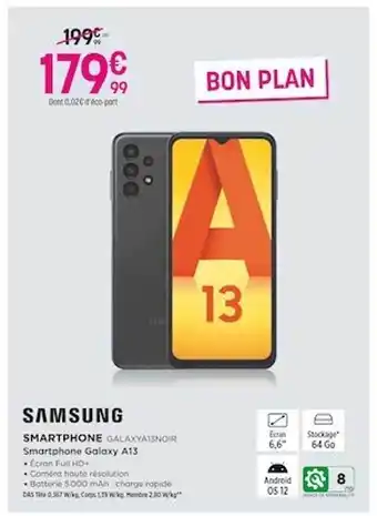 Pulsat Samsung smartphone galaxy a13 noir offre