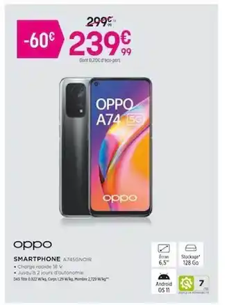 Pulsat Oppo smartphone a74 5g noir offre