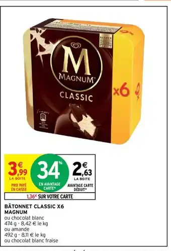 Intermarché Magnum Bâtonnet Classic x6 offre
