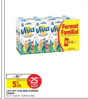 Intermarché Candia Lait UHT Viva Demi-écrémé offre