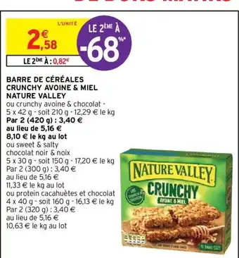 Intermarché Barre de Céréales Crunchy Avoine & miel Nature Valley offre
