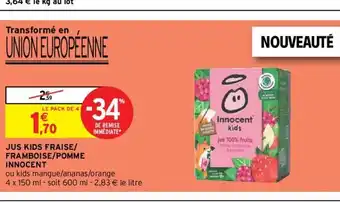 Intermarché Jus Kids Fraise/Framboise Pomme Innocent offre