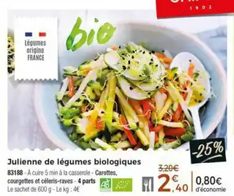 Thiriet Julienne de légumes biologiques offre