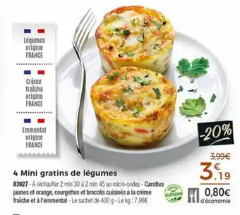 Thiriet 4 Mini gratins de légumes offre