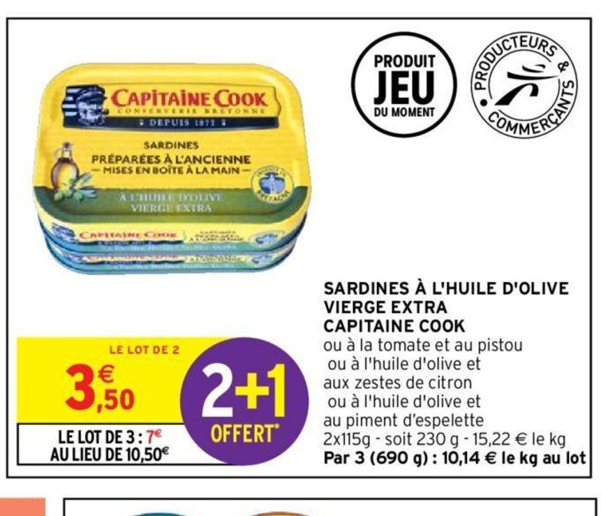 Promo Capitaine Cook Sardines à l'Huile d'Olive Vierge Extra chez