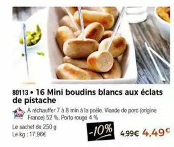 Thiriet 16 Mini boudins blancs auc éclats de pistache offre