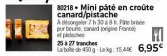Thiriet Mini pâté en croûte canard/pistache offre