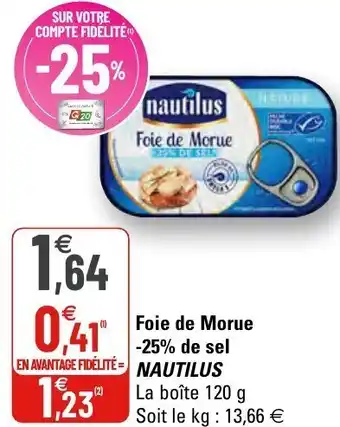 G20 Foie de morue -25% de sel nautilus offre