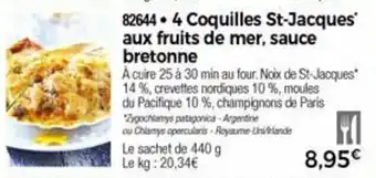 Thiriet 4 Coquilles st-jacques aux fruits de mer, sauce bretonne offre
