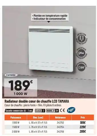 Bricorama Radiateur double cœur de chauffe lcd tamara offre