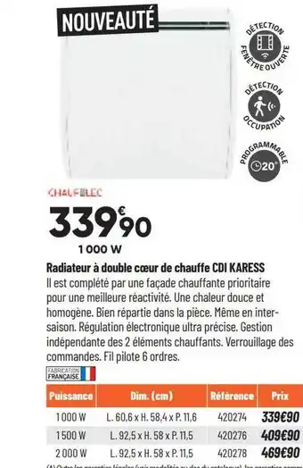 Bricorama Radiateur à double cœur de chauffe cdi karess offre
